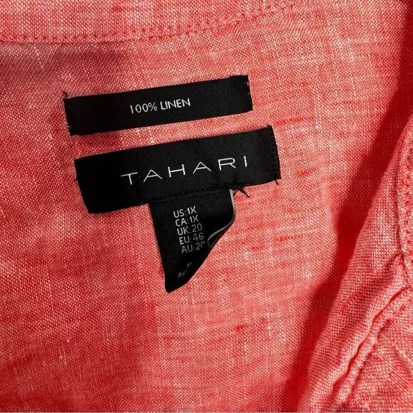 Tahari %100 linen coral blouse size 1X - Picture 3 of 5